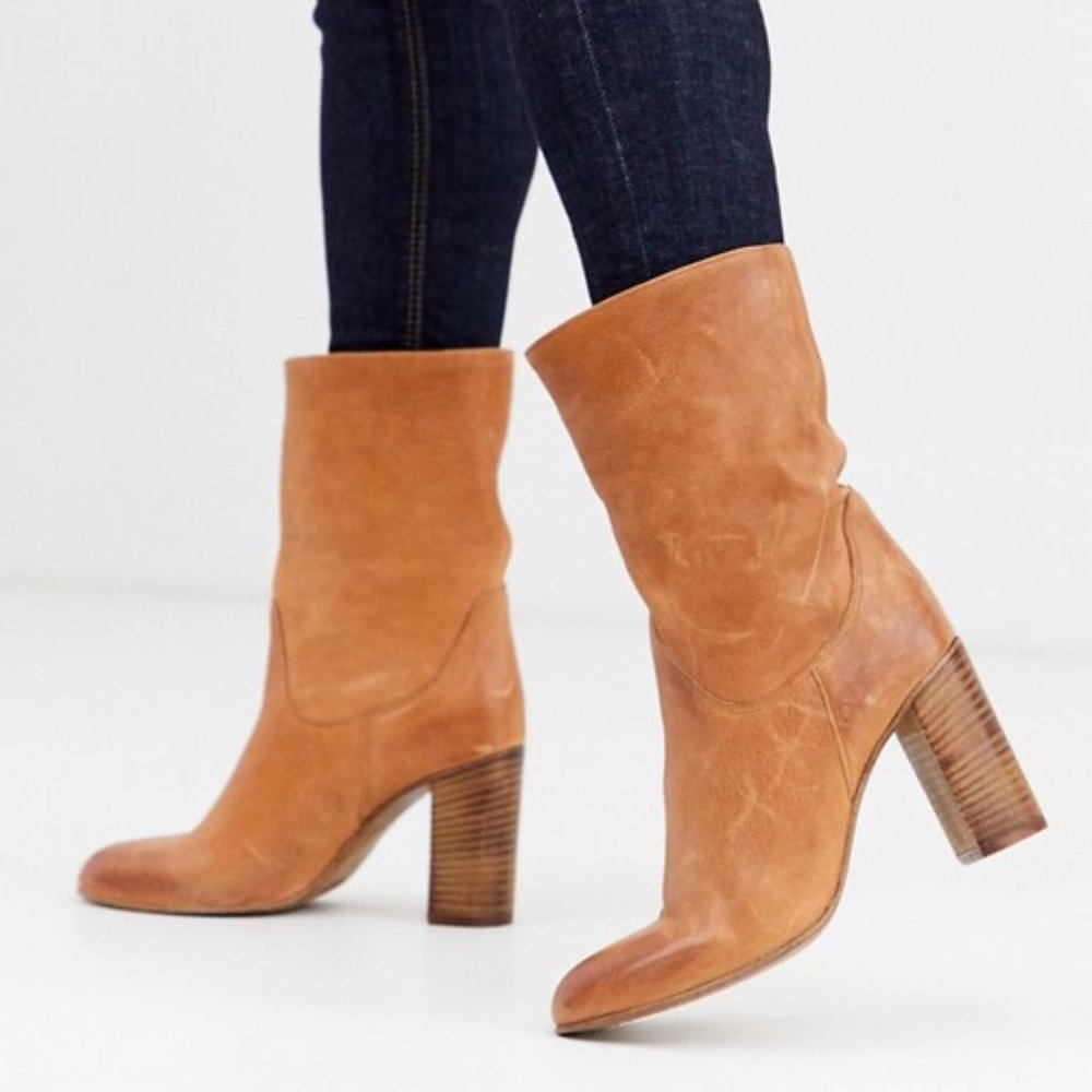 NEW Free People Dakota Mid Calf Boots Taupe Sz 6